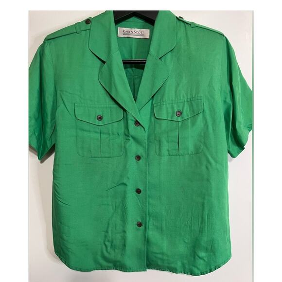 Vintage 70s Karen Scott Blouse with Shoulder Pads. - Picture 1 of 3